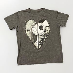 Disney Nightmare Before Christmas Grey Wash Graphic T Shirt Size S